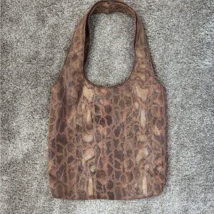 Women’s Brown Snake-Print Shoulder Tote